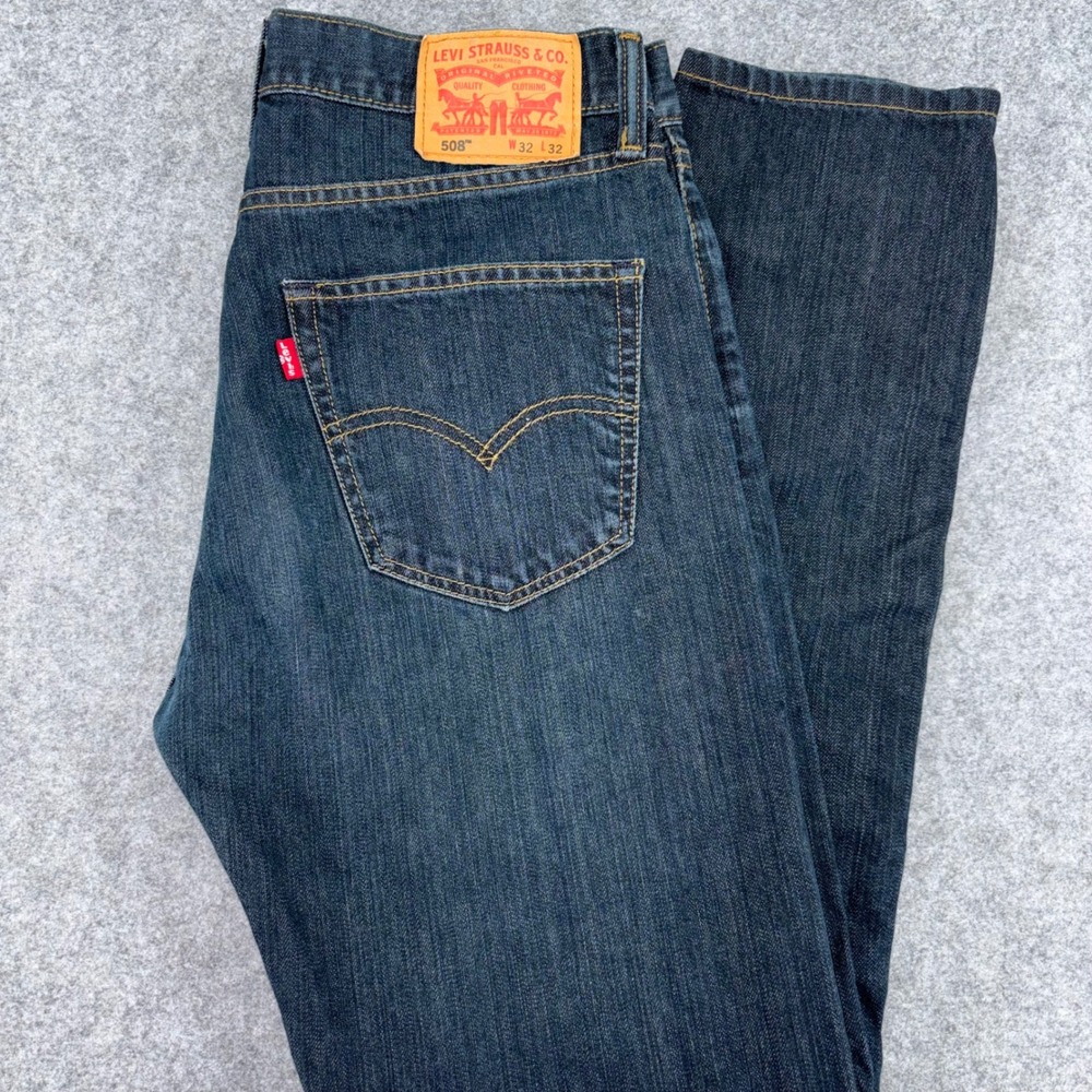 Levis 508 Regular Taper Fit Jeans Mens 32x32 Dark Wash Blue Denim 100% Cotton